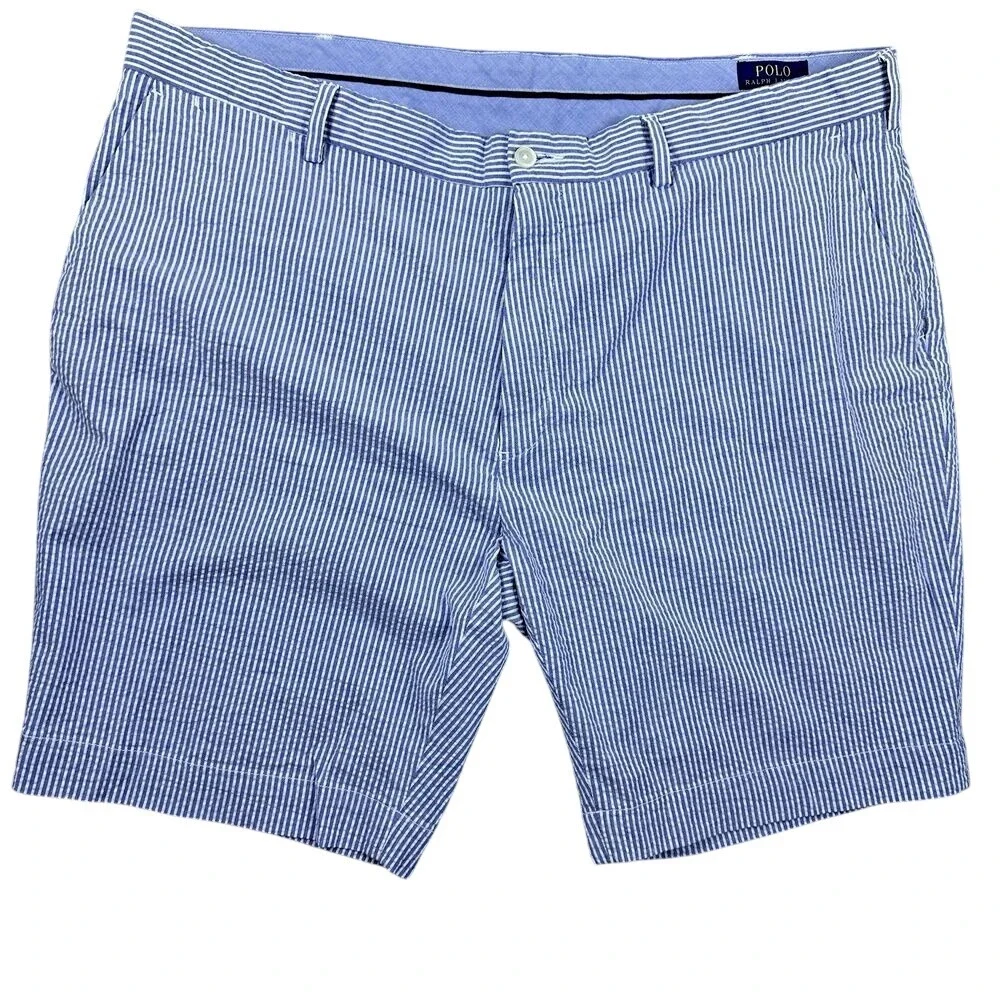 Polo Ralph Lauren Men's Shorts 42 Preppy Seersucker Stripe Stretch‎ Classic Fit